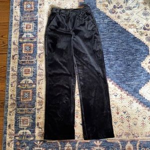 Lulus Black Velvet Wide Leg Pant